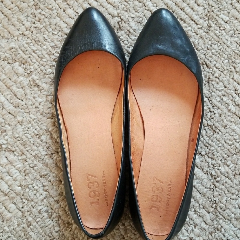 Madewell black leather sidewalk skimmer flats